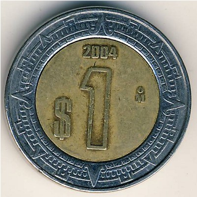 Мексика, 1 песо (1996–2019 г.)