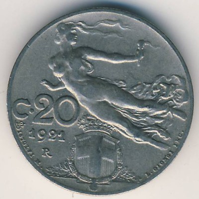 Италия, 20 чентезимо (1921 г.)