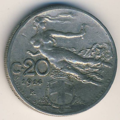 Италия, 20 чентезимо (1914 г.)