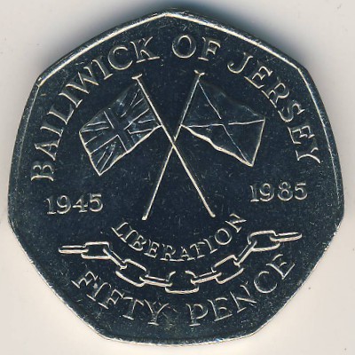 Jersey, 50 pence, 1985