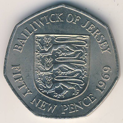 Jersey, 50 new pence, 1969–1980