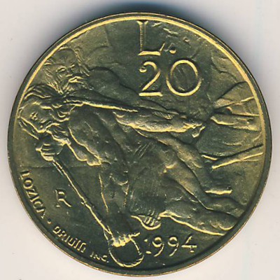 San Marino, 20 lire, 1994