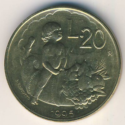 San Marino, 20 lire, 1995