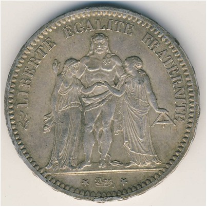 Франция, 5 франков (1875 г.)