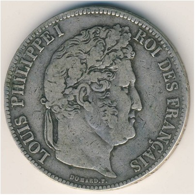 Франция, 5 франков (1836 г.)