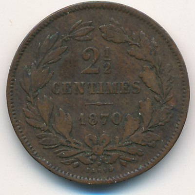 Luxemburg, 2 1/2 centimes, 1870