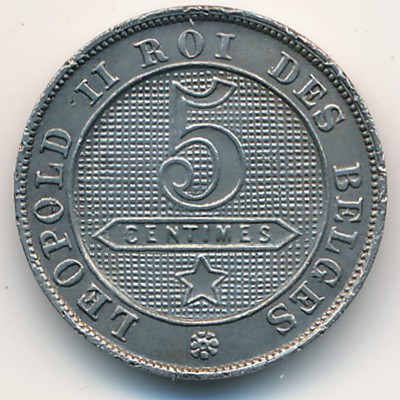 Belgium, 5 centimes, 1894–1901