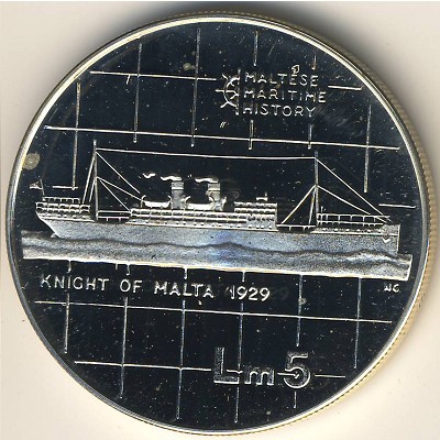 Malta, 5 liri, 1986