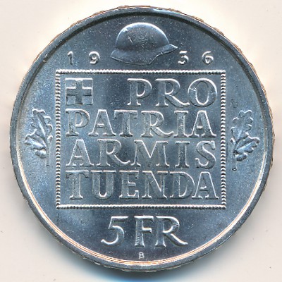 Switzerland, 5 francs, 1936