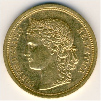 Швейцария, 20 франков (1886–1896 г.)