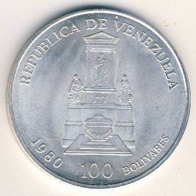 Venezuela, 100 bolivares, 1980