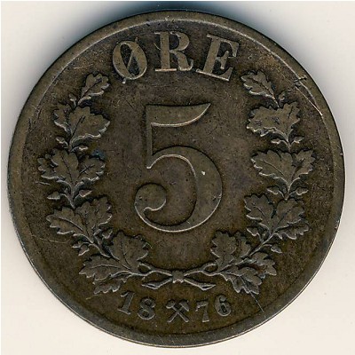 Norway, 5 ore, 1875–1902
