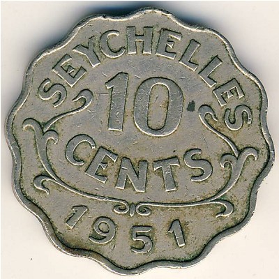Seychelles, 10 cents, 1951