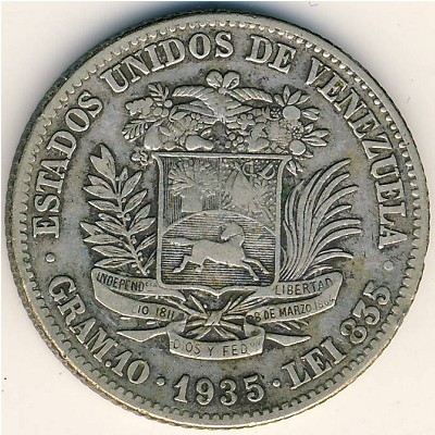Venezuela, 2 bolivares, 1902–1936