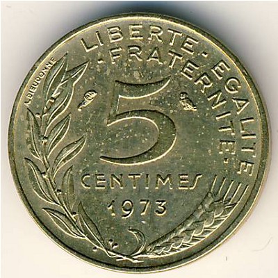France, 5 centimes, 1966–2001