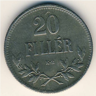 Венгрия, 20 филлеров (1914–1922 г.)