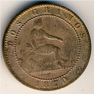 Spain, 2 centimos, 1870