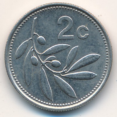 Malta, 2 cents, 1986