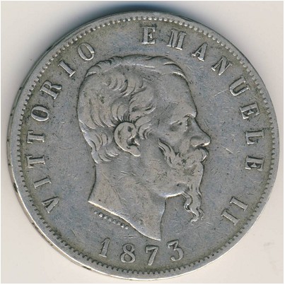 Италия, 5 лир (1873 г.)