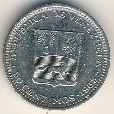 Venezuela, 50 centimos, 1965–1985