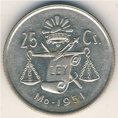 Mexico, 25 centavos, 1950–1953