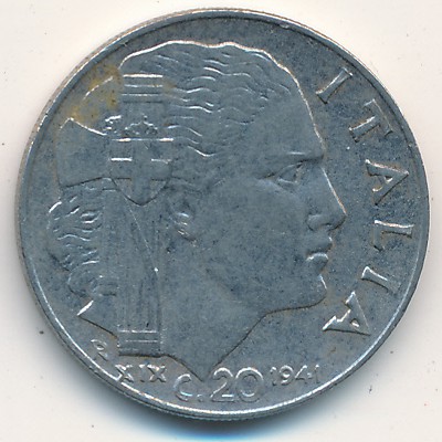 Italy, 20 centesimi, 1941