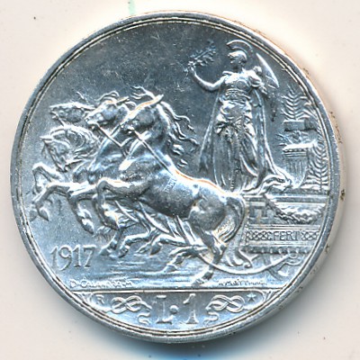 Italy, 1 lira, 1915–1917
