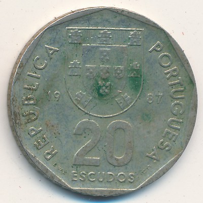 Portugal, 20 escudos, 1987