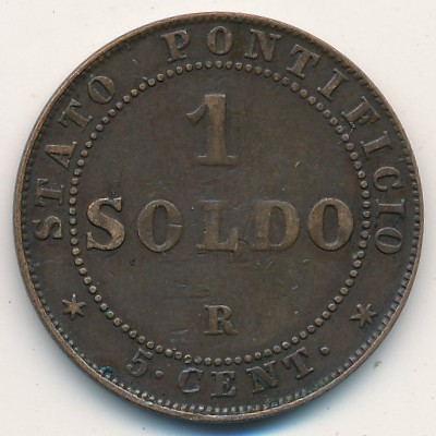 Papal States, 1 soldo, 1866