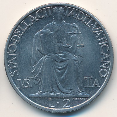 Ватикан, 2 лиры (1942–1946 г.)