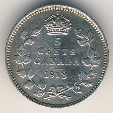 Canada, 5 cents, 1912–1919