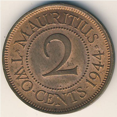 Mauritius, 2 cents, 1943–1947