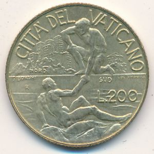 Vatican City, 200 lire, 1998