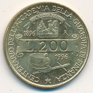 Italy, 200 lire, 1996