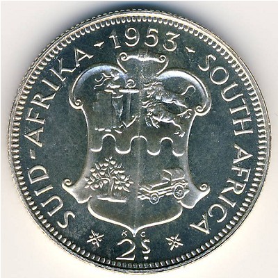 South Africa, 2 shillings, 1953–1960