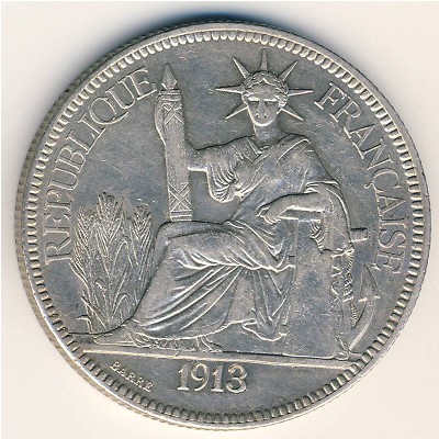 Французский Индокитай, 1 пиастр (1913 г.)