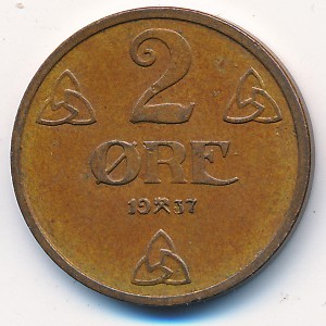 Norway, 2 ore, 1909–1952
