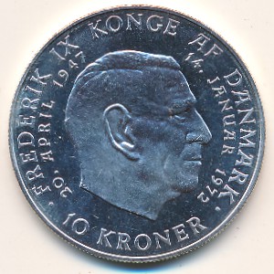 Дания, 10 крон (1972 г.)