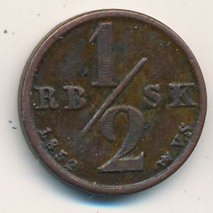 Дания, 1/2 ригсбанкскиллинга (1852 г.)