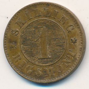 Дания, 1 скиллинг ригсмонт (1856 г.)