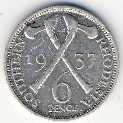 Southern Rhodesia, 6 pence, 1937