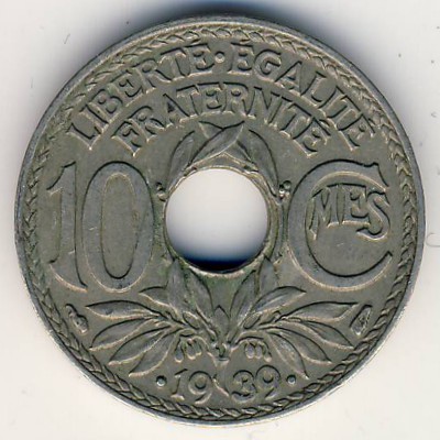 France, 10 centimes, 1938–1939