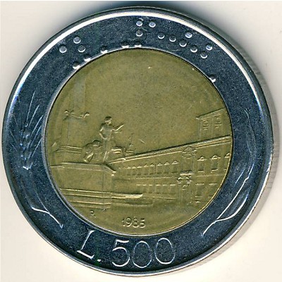 Italy, 500 lire, 1982–2001