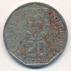 Portugal, 20 escudos, 1988