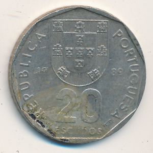 Portugal, 20 escudos, 1989