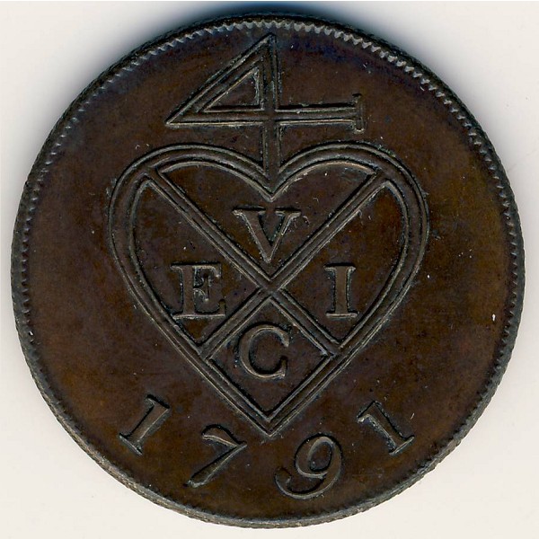 Bombay, 1 1/2 pice, 1791–1794
