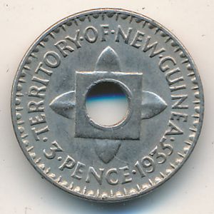New Guinea, 3 pence, 1935