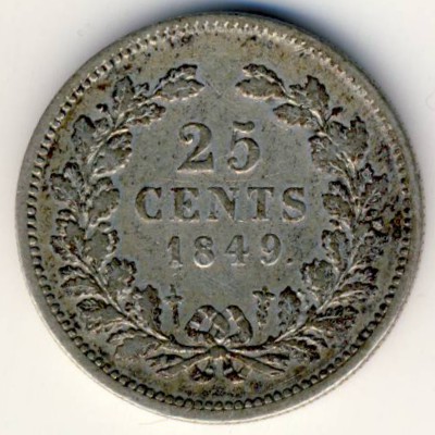 Нидерланды, 25 центов (1849 г.)