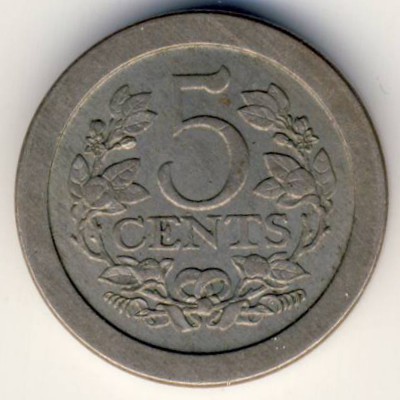 Netherlands, 5 cents, 1907–1909