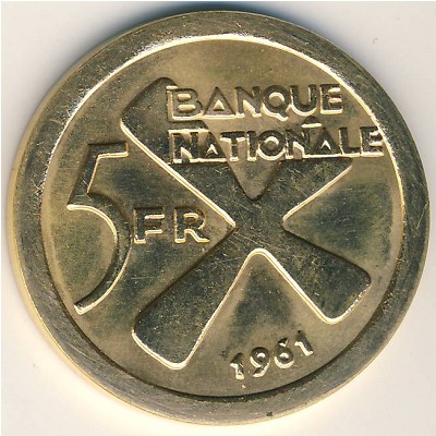 Katanga, 5 francs, 1961
